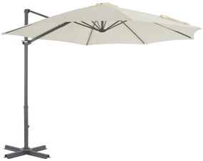 vidaXL Guarda-sol cantilever c/ poste alumínio 300 cm cor areia
