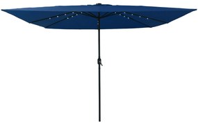 Parasol Quadrado para Jardim vidaXL com Luzes LED 295x245 cm Azul Céu