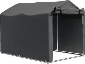 Abrigo de Exterior para Ferramentas e Bicicletas 2,2x1,57x1,65 m com Porta Desmontável com Fecho de Correr Cinzento Escuro