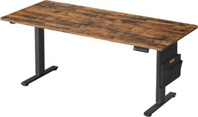 Secretária elétrica com altura ajustável, 180 x 80 x (72-120) cm função de memória castanha