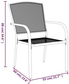 3 pcs conjunto de jantar para jardim aço antracite