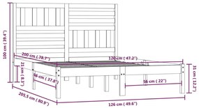 Estrutura de cama 120x200 cm pinho maciço branco