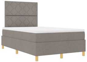 Cama Box Spring com Colchão &amp; LED Taupe 120x190 cm Tecido