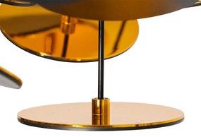 Candeeiro de teto design preto com ouro 54cm 3 luzes - Cerchio Design