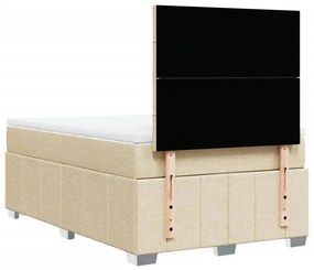 Cama boxspring com colchão 120x190 cm tecido cor creme