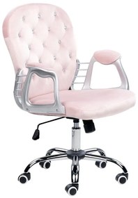 Cadeira de escritório em veludo rosa com cristais PRINCESS Beliani