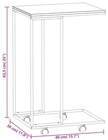 Mesa de apoio c/ rodas 40x30x63,5cm derivados de madeira preta