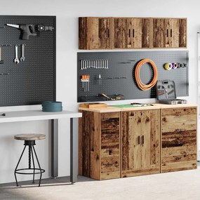 vidaXL Armários de garagem 2 pcs derivados de madeira madeira velha