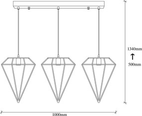 Candeeiro Suspenso Elmas – Cobre – 100 x 30 cm