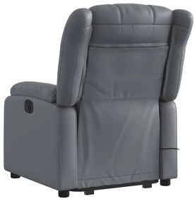 Poltrona massagens reclinável elevatória couro artif. cinzento