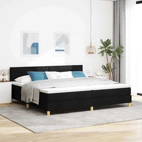 vidaXL Cama Box com colchão com cabeceira Preto 200 x 200 cm tecido