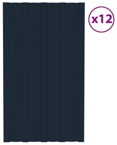 vidaXL Painéis de telhado 12 pcs 80x45 cm aço galvanizado antracite