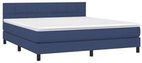 Cama box spring c/ colchão e LED 160x200 cm tecido azul