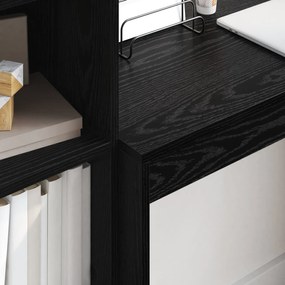 Mesa com Armazenamento Carvalho Preto Madeira Engenharia