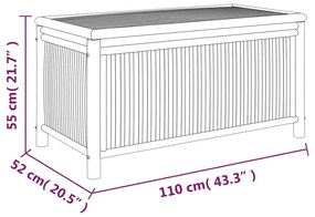 Caixa de arrumação para jardim 110x52x55 cm bambu