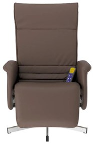 Poltrona massagens reclinável c/ apoio pés couro art. castanho