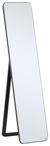 Espelho de Pé Espelho de Corpo Inteiro Retangular com 2 Formas de Uso para Dormitórios Corredor 37x43x156 cm Preto