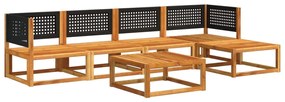 6 pcs conjunto de sofás de jardim com almofadões acácia maciça