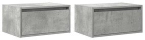 Mesas de cabeceira de parede c/ luzes LED 2pcs cinzento cimento