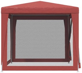 Tenda festas c/ 4 paredes laterais rede 2,5x2,5m PEAD vermelho