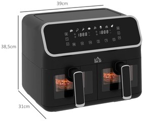 HOMCOM Fritadeira sem Óleo de 8L e 2700W com 2 Cestos Independentes 8