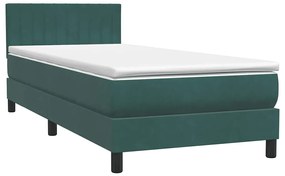 Cama com molas/colchão verde-escuro 80x220 cm veludo