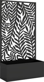 Outsunny Jardineira com Tela de Privacidade e Treliça com Motivos de Folhas Tropicais 61x23x113 cm Preto | Aosom Portugal