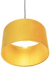 Candeeiro de suspensão em veludo ocre com ouro 35 cm - Combi Country / Rústico,Clássico / Antigo