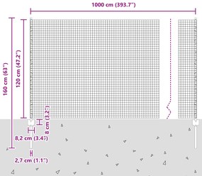 Cerca de Arame Soldado com 10 Postes Cinza 1,2x10 m Aço