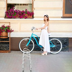Suporte estacionamento para 6 Bicicletas para Parque Jardim Casa Restaurantes 180 x 32,5 x 26 cm Prata