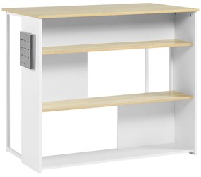 HOMCOM Ilha de Cozinha Moderna com 3 Prateleiras Abertas Suporte para Facas Microondas e Estrutura de Aço 105x65x90 cm Carvalho
