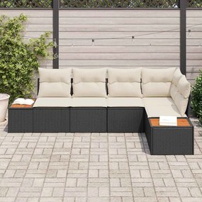 Conjunto de Sofá de Jardim com 5 Peças e Almofadas - Rattan Poliéster