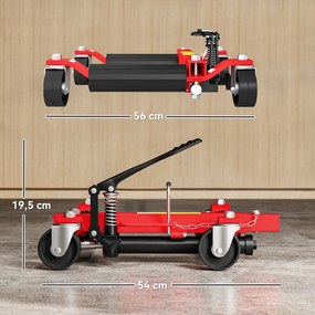 Conjunto de 2 Carrinhos de Movimentação de Veículos, 56 x 54 x 19,5 cm, Capacidade de 680 kg, Preto