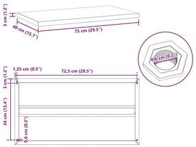 Prateleiras de parede 2 pcs 75x40x3 cm aço inoxidável prateado