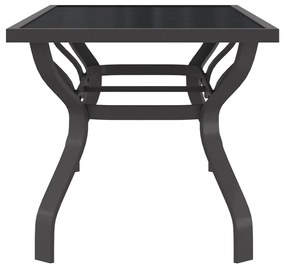 Mesa de jardim 180x80x70 cm aço e vidro cinza/preto