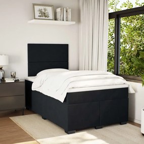 Cama boxspring com colchão 120x190 cm veludo preto