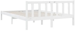 Estrutura de cama 140x190 cm pinho maciço branco