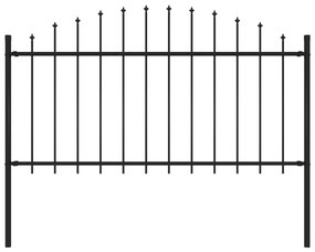 Cerca de jardim com topo em lanças (1,25-1,5)x1,7 m aço preto