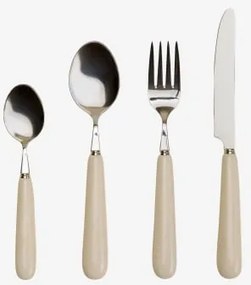 Conjunto De Talheres De 16 Peças Em Aço Inoxidável E Cerâmica Liamar Tapioca Bege - Sklum
