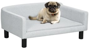 PawHut Sofá para Cães Médios com Pernas de Madeira Cama para Animais de Estimação Capacidade 20 kg 82x54x36 cm Cinzento