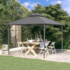 vidaXL Gazebo com telhado duplo 3x3 m antracite