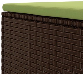 4 pcs conjunto lounge jardim c/ almofadões vime PE castanho