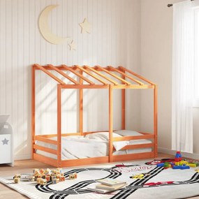 Cama infantil c/ telhado 80x160 cm pinho maciço castanho-mel