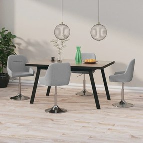 vidaXL Cadeiras de jantar giratórias 4 pcs tecido cinzento-claro