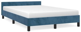 Estrutura de cama c/ cabeceira 120x190 cm veludo azul-escuro