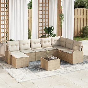 vidaXL Conjunto de Sofá de Jardim 9 Peças com Almofadas Marrom em Rattan Sintético
