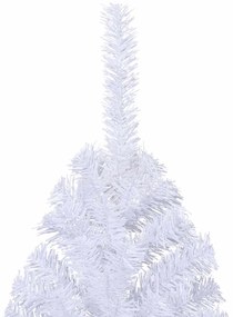 Meia árvore de Natal artificial com suporte 180 cm PVC branco