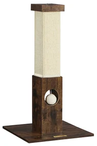 Poste para arranhar gatos FEANDREA, poste para arranhar feito de corda de sisal natural, poste para arranhar com bola de brinquedo de pelúcia, proteção contra arranhões para móveis, 73 cm de altura, marrom vintage PCA021X01