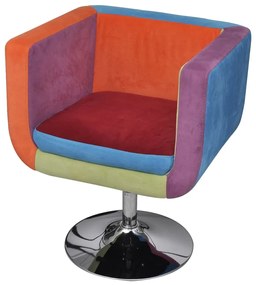 vidaXL Poltrona cubo de tecido com design de retalhos