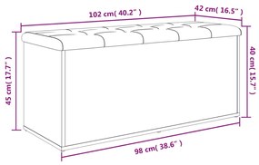 Banco de arrumação 102x42x45 cm derivados madeira cinza cimento